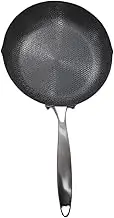Hoement Stainless Steel Honeycomb Grain Wok Pan Nonstick Frying Pan for Induction Gas Stoves Heavy Duty Kitchenware for Frying Steaming Cooking Easy to Clean Multipurpose Design