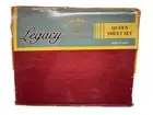 4 Pce Queen Size Sheet Set, 1 Fitted Sheet, 1 Flat Sheet & 2 Pillow Cases, Red