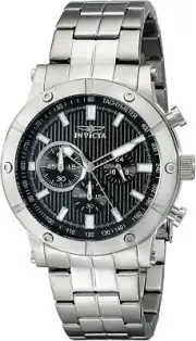 Invicta MEN's Specialty 18161 Round Black Chronograph Stainless Steel Watch