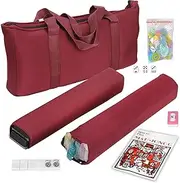 HNDTEK American Mah Jongg Mahjong Set 166 Tiles, 4 Colors All-in-One Rack/Pushers, Red Soft Bag and Accessories –Classic Full Size Complete Mahjongg Mah Jong Set