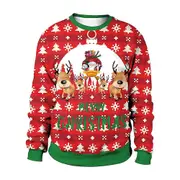 Women Men Couple Ugly Christmas Printed Funny Pullover Jumper Sweatshirt Unisex Xmas Tops Sweater D M