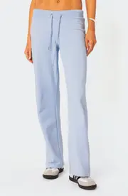 EDIKTED Quinn Cotton Blend Straight Leg Sweatpants in Light-Blue at Nordstrom, Size Small
