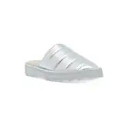 Steve Madden Womens 9 M Silver Chex Faux Fur Lined Slide Slipper NIB HI6