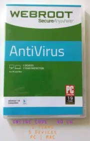 Webroot AntiVirus 2025 | 2-Year Subscription, 5 PC/MAC | ONLINE CODE (NO CD)