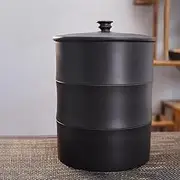 22lbs Food Storage Canister For Rice, Classic Large Ceramic Rice Bucket With Lid, Ceramic Container For Beans Corns Wheat Oatmeal(Black)
