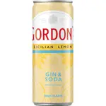 Gordons Sicilian Lemon Gin & Soda Can 250mL