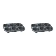 2x Wiltshire Easybake Non-Stick 6 Cup Texas Muffin/Cupcake Pan Baking Tray