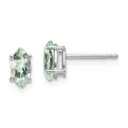 14k White Gold 7x3.5mm Marquise Green Quartz Earring