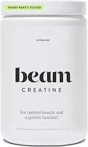 Beam Creatine Monohydrate Powder - Micronized Creatine for Muscle Growth, Strength, Endurance & Recovery - Unflavored, Fast-Dissolving, Workout Supplement for Men & Women, Keto & Vegan - 100 Servings
