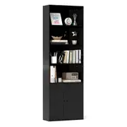 Costway 1.8M 6-Tier Bookcase Display Shelf Storage Cabinet Bookshelf w/Adjustable Shelf Black