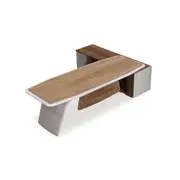 Modern Furniture HUGO Executive Office Desk + Left Return 240cm-Walnut+Ivory