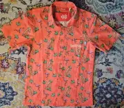 NEW w Tags CAPTAIN MORGAN RUM SHINESTY SMALL BUTTON SHIRT ORANGE FLAMINGO NWT