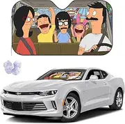 Funny Cartoon Car Sunshade Front Windshield Sun Shade Hardened Sun Visor Shield Cover Foldable Reflector for Car Truck SUV, Car Accessories Interior Windscreen Shade, Keeps Your Vehicle Cool 55x29.9in