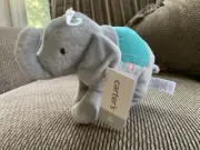 Carters Circus Elephant Plush Lovey Stuffed Baby Toy Gray Teal 8" New W/ Tags