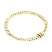 18K Yellow Gold Solid 4mm Miami Cuban Link Chain Bracelet Lobster Clasp Men 9"