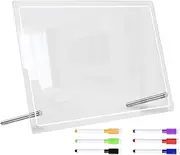 Acrylic Dry Erase Board - Tabletop Whiteboard Acrylic Notepad with Stand - Message Pad with Six Pens Tabletop Planner for Home School Company