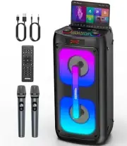 Karaoke Machine for Adults with 2 Wireless Microphones, Portable Bluetooth