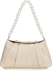 [IXEBELLA] PU Clutch Handbag for Women Evening Bag Formal Dressy Purse with Pearl Strap