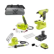Buho Cordless 3-Tool Hobby Accessory Bundle - 18-Volt Compact Glue Gun Solder...