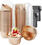 Foil Cupcake Liners with Lids 100Pack,Free-Air 3.5Oz Mini Muffin Liners Cupcake