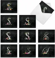 The Best Card Company - 10 Blank S Note Cards (M3830OCB-B1x10), Multicolored