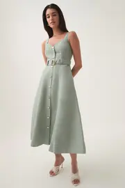 Clay Belted Midi Dress