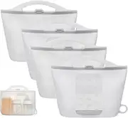Kobuer 4 Pack Silicone Microwave Steam Sterilizer Bags, 1.5L Reusable Steam Bags for Baby Bottles, Breast Pump, Accessories, Pacifiers and Teethers, Great for Home and Travel