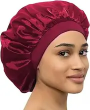 Satin Bonnet - Adjustable Head Size Sleep Silk Bonnet - Double Layer Satin Lined Sleeping Cap - Reversible Hair Bonnet