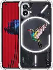 [GlamCase] for Nothing Phone 1 Case, Nothing Phone 1 Clear Case - Humming Bird Design Printed Slim Fit Flexible Clear Shockproof Protective Designer Back Case for Nohting Phone 1