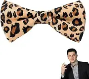 [Tofwaol] Leopard Bow Tie for Men Fashion Leopard Print Pre Tied Bow Ties Gold Silk Bow Tie Adjustable Leopard Bowtie for Men Women Clothing Suit Accessories for Wedding Cosplay Party Decorations Bowknot Tie,