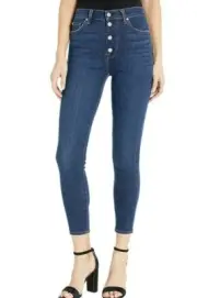 $185 NWT 7 FOR ALL MANKIND Sz31 HI-WAIST EXPOSED BUTTON SKINNY JEANS FLETCHER DR
