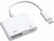 [Apple MFi Certified] Apple Lightning to HDMI Adapter, 1080P iPhone to HDMI Adapter for TV 4K Sync Screen Connector Cable with Charging Port for iPhone 14 13 12 11 XS XR X 8 on HDTV/Projector/Monitor