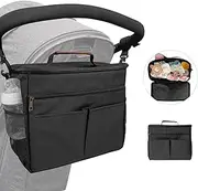 Pram Bag Organiser Pram Buggy Bag Baby Universal Multifunctional Storage Bag, Black, Simple