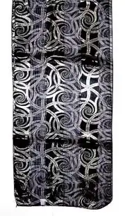 SCARF Long Black & Smoke Gray Subtle Tones SWIRLY ABSTRACT PRINT