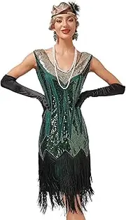 [FYMNSI] Women's 1920s V-Neck Sequins Fringe Dress Flapper Charleston Dresses Cocktail Dress Party Dress 20s Costume Prom Dress