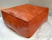 Moroccan Leather Pouffe New Handmade Pouf Vintage Square Unstuffed Boho