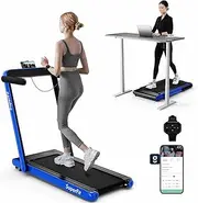 Costway 3HP Treadmill 3-in-1 for Working/Walking/Running, Folding Under Desk Walking Pad with Manual Incline,Watch-Like Remote/Smart APP, Speakers & Large Running Area for Home/Office, 155 kg Capacity