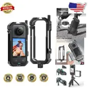 Compact Protective Frame for Insta360 X3 - Vlog Case with Cold Shoe Deployment