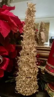 Rachel Zoe Gold Chunky Crystal Ice Branch Christmas Cone Tree 18”