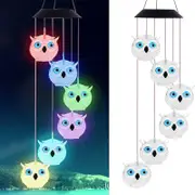 Solar Garden Lights Solar Owl Wind Chime Hanging Light Outdoor Garden Colour Changing Lights