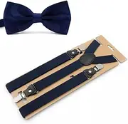 [SLEDEZ] Men's Suspender Bow Tie Set Men's Suit Trousers Belt Clip Suspenders Bow Tie Set (Color : Colour 4, Size : Free Size)