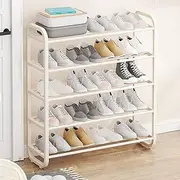 5 Tier Shoe Rack, Shoe Organizer, Metal Shoe Storage Organizer,Space-Saving Boots Storage Shelf for Living Room, Entryway Hallway and Closet up to 25 Pairs Shoes (White A)