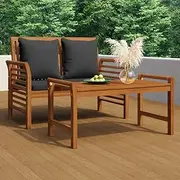 Garden Bench Sofa Bench with Dark Grey Cushions Solid Wood Acacia