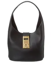 Ferragamo Gancini Buckle Medium Leather Hobo Bag
