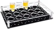NBEADS 24 Shot Glass Tray Holder, Bar Acrylic Shot Glasses Holders Wine Glass Cup Serving Tray Cups Organizer Shot Glass Display Bar Accessories for Party, Bar, Club, Hole: 1.5"