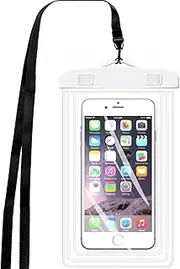 [iBarbe] Universal Waterproof Case,IPX8 Waterproof Phone Pouch - Underwater Cellphone Dry Bag Compatible for iPhone Xs Max/XR/X/8/8P/7/7P.Galaxy S10 10e S9/Note 9, Pixel 3 XL Moto up to 6.5" -White