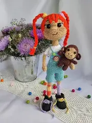 Amigurumi doll with monkey , the perfect gift for a princess , Christmas gift