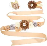 [Totority] 1 Set Belt Maternity Party Shower Supplies Mommy to Be Sash for Shower Corsage Mom to Be Sash Shower Belts for Women Pin White Sash Girdle Dad The Flowers Satin