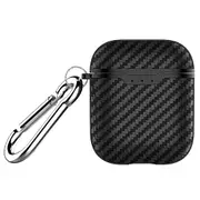 Carbon Fiber TPU Earphones Shockproof Protective Case for Apple AirPods (Black)