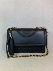 NEW VERSION Tory Burch Black Leather Fleming Convertible Bag $598
